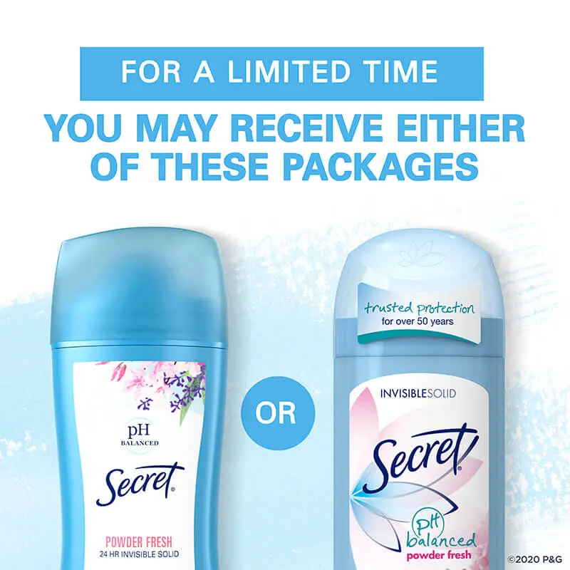 Secret invisible solid ph balanced powder fresh antiperspirant and deodorant,59g - Image 2